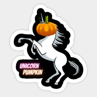 Halloween Unicorn Pumpkin Unicorn with a Pumpkin Head Funny Halloween Costume Halloween Gift Pumpkin Horse Magical Halloween All Hallow's Eve Sticker